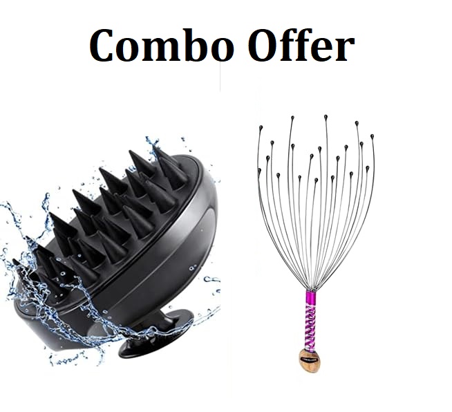 Hair Scalp Massager with Shampoo Brush - 12 Finger Silicone Massager | Anti-Dandruff & Relaxation for Men and Women