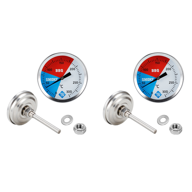NAMUNY 2X 300 Celsius 2 Inch Stainless Steel Barbecue BBQ Smoker Grill Thermometer Temperature Gauge