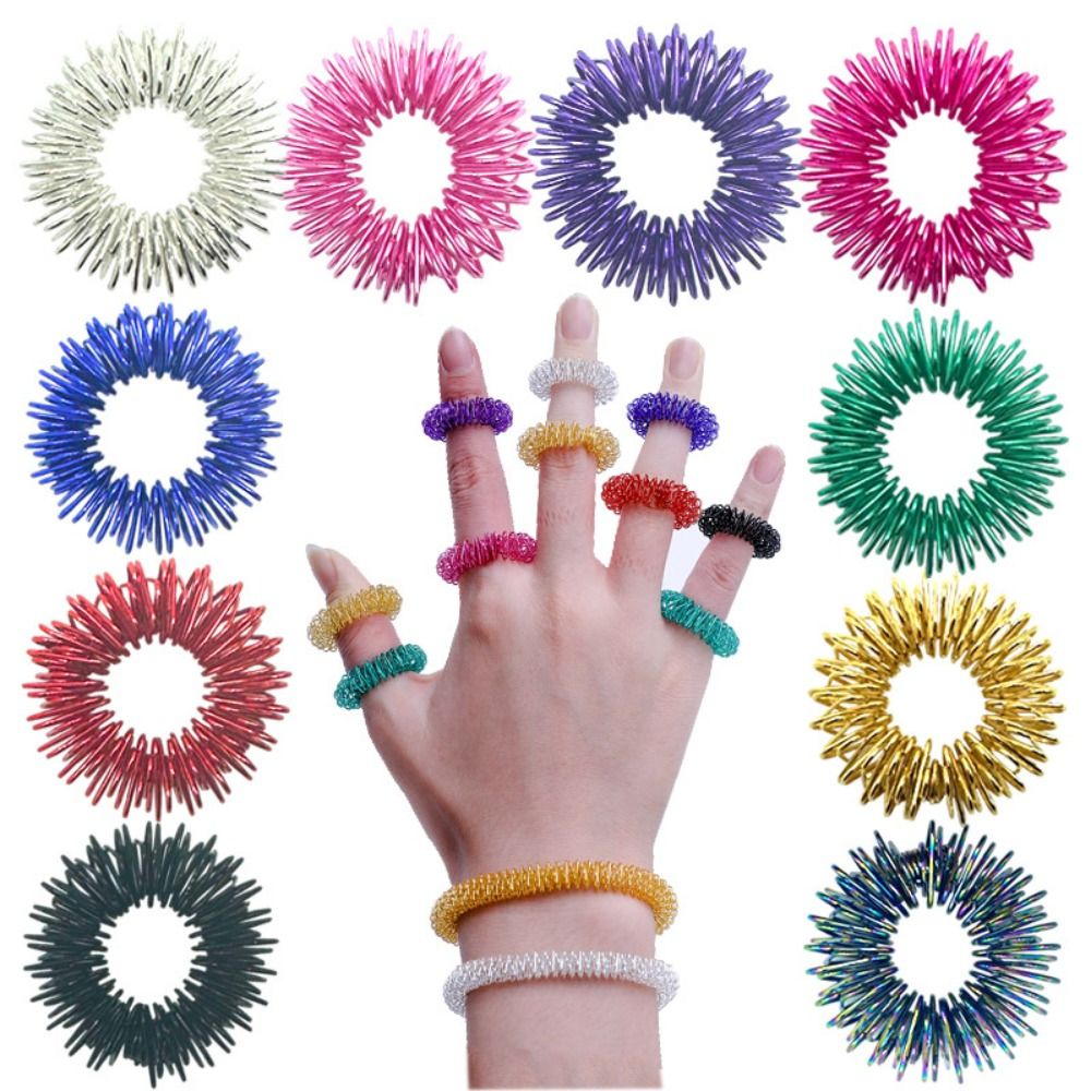 【Popular Categories】 Refined Premium Acupressure Ring Springs Steel Finger Massage Rings Mini φ2.5cm Anti Stress Rings Relaxation Fingers