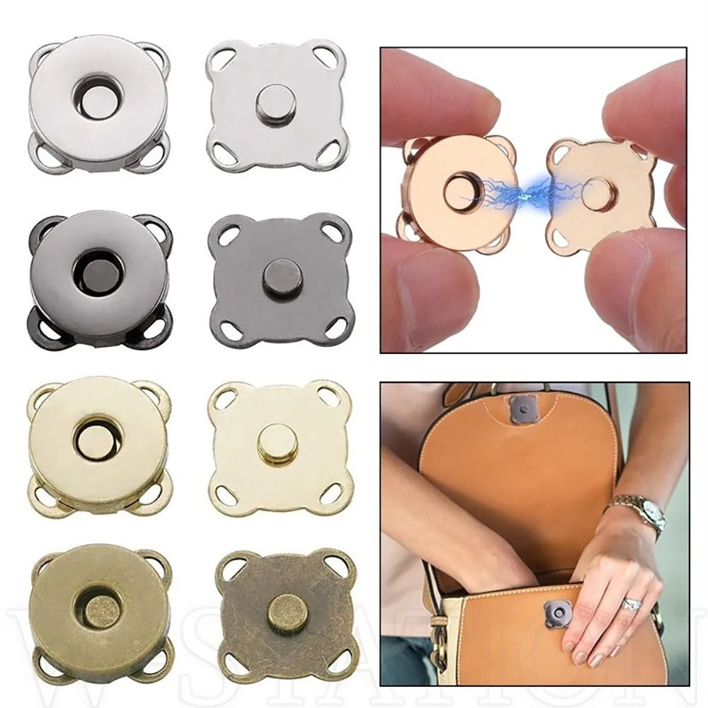 1Pair Handbag Purse 14/18mm Plum Blossom Metal Buttons Wallet Craft DIY Snap Buttons Self-Sewing Adsorption Buckle For Clothes Bags Shoes
