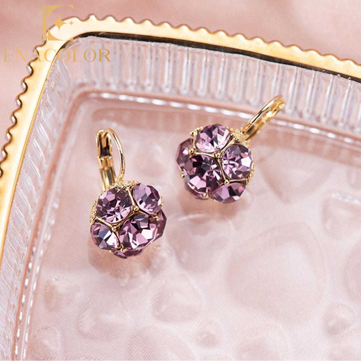 Enacolor Delicate Purple Round Earrings for Women Luxury Jewelry Girl New 2026