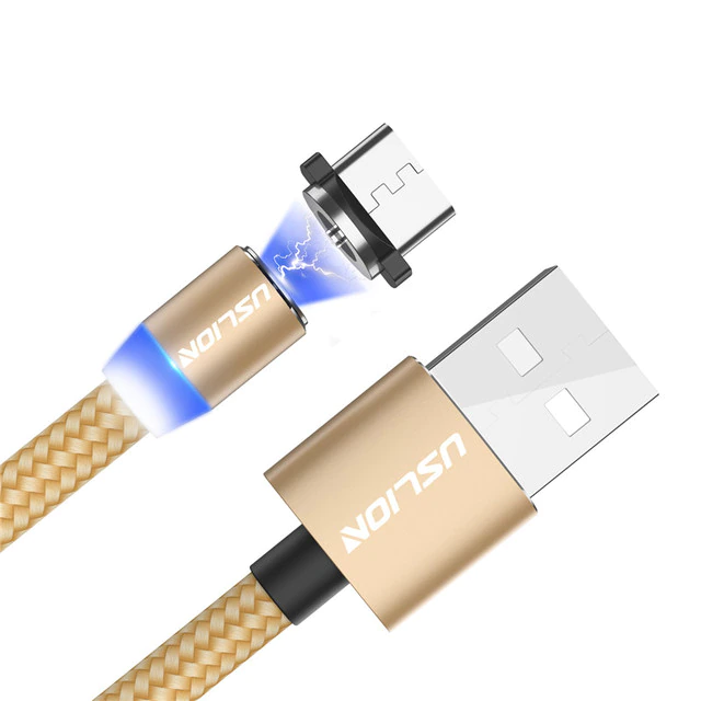 USLION Magnetic USB Charging Cable Fast Charging Nylon Braided for Type-C, Lightning, Micro USB