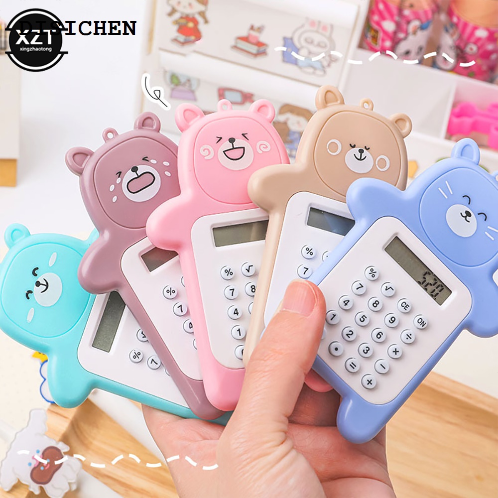 DISICHEN New style Portable Mini Calculator Pocket Size 8 Digit Display Cartoon Thin Button Cute Calculator Children's School Supplies