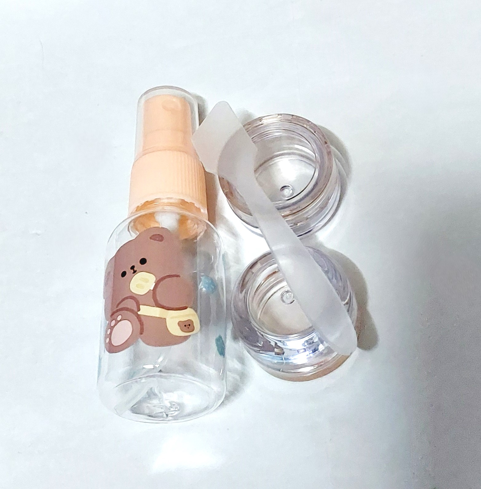 3 Pcs Travel Kit Refillable Cosmetic Bottles Set With Spatula