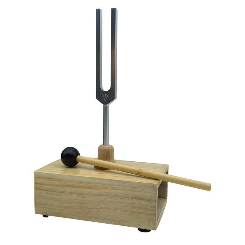 Tuning Fork 512HZ Vibration with Wood Resonator Box Experimental Instrument for Sound Therapy, Yoga, Meditation Easy to Use Wood Color & Silver