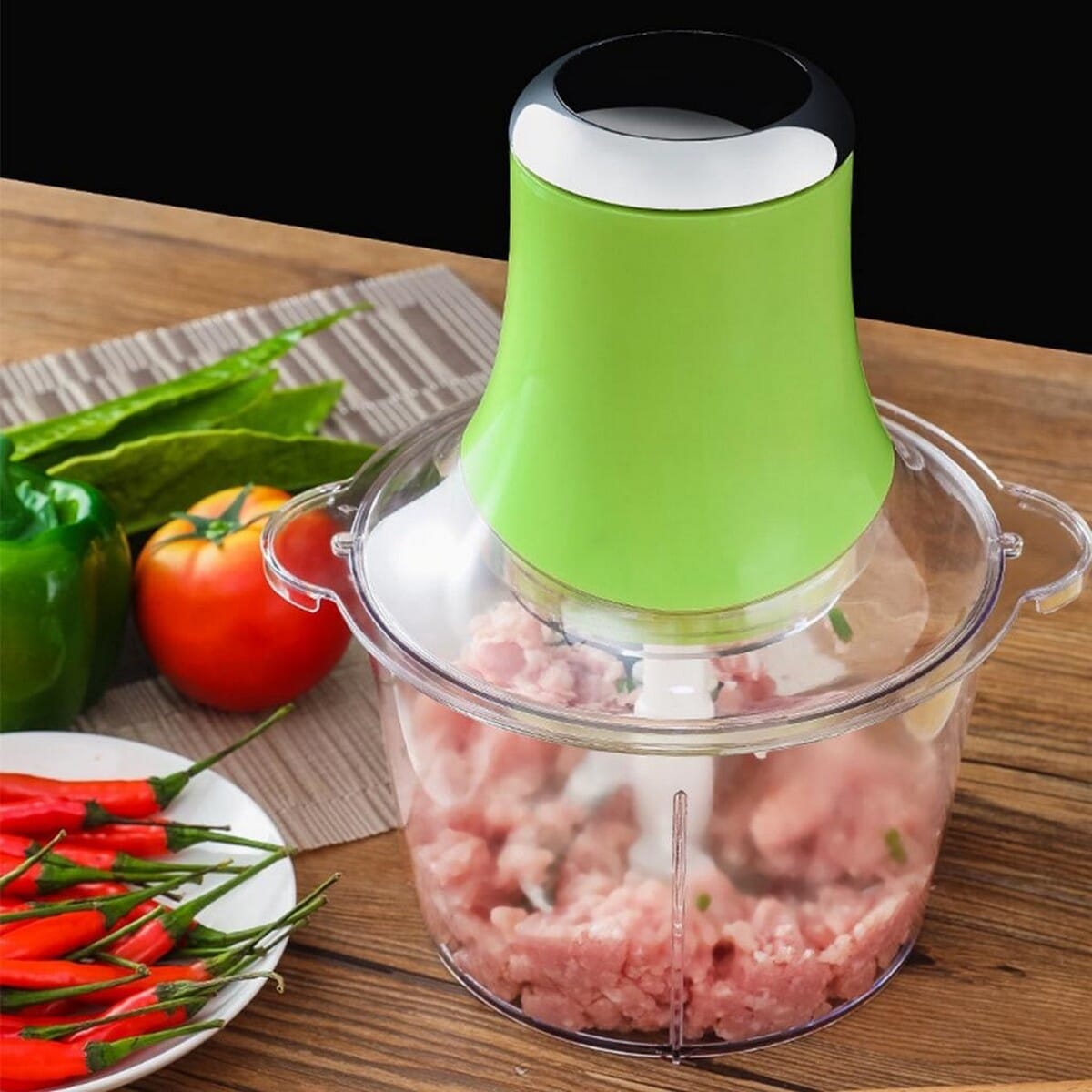 Green Electric Meat Grinder Mincer Sausage Stuffer Filler Stainless Fruits Vegetables Garlic Onions Food Chopper Machine