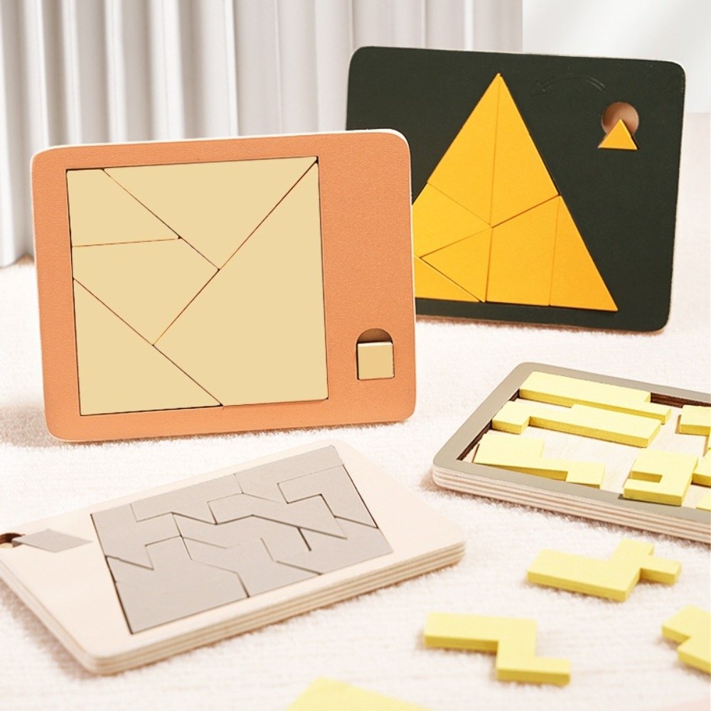 New Irregular Shape Triangle Puzzle Three-Dimensional Logic Training Wooden Jigsaw Colorful Montessori Building Blocks Logical Thinking Training