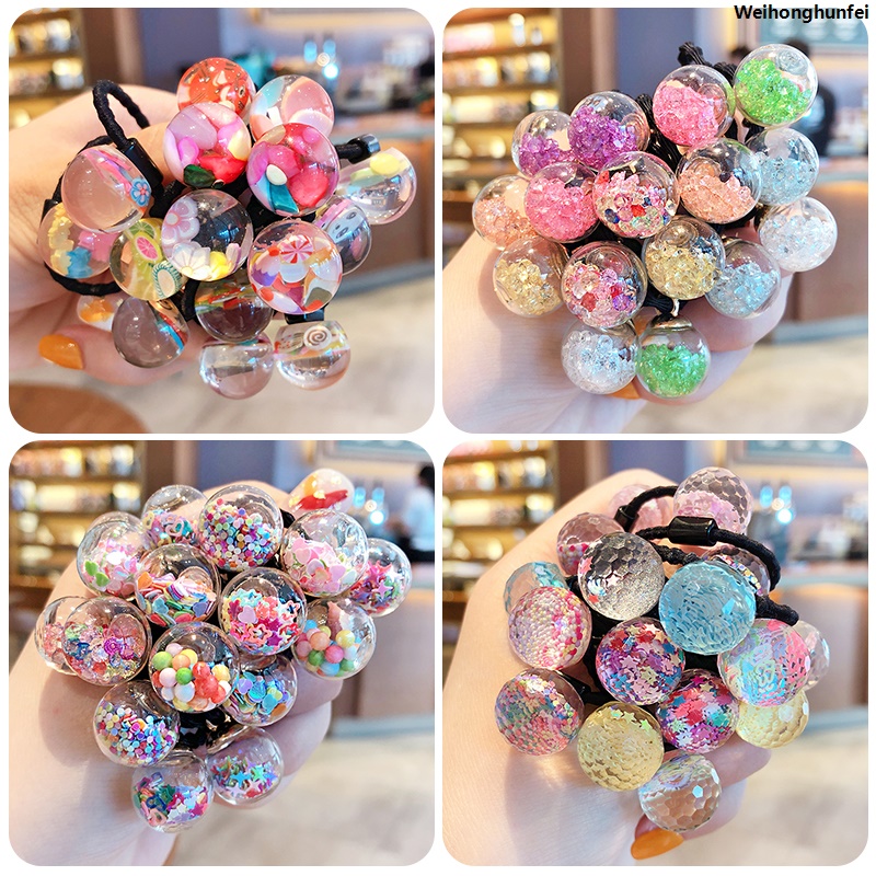 Weihonghunfei2/10/18 Pcs/Set Baby Girls Cute Quicksand Cartoon Fruit Hair Bands Children Lovely Scrunchies Rubber Bands Kid Hair Accessories Original