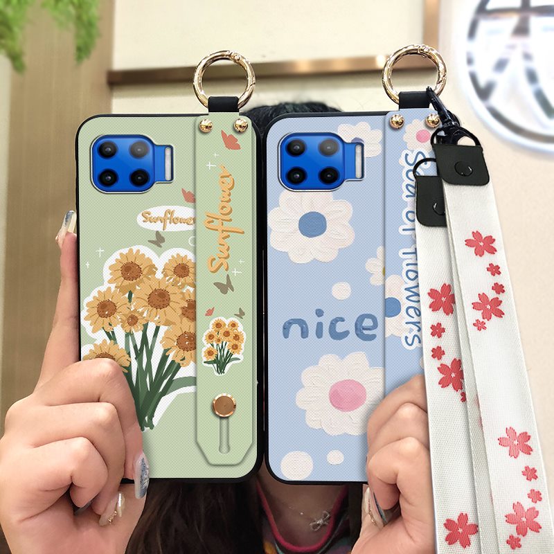 ring Oil Painting Phone Case For Samsung Galaxy A71 5G Phone Holder Anti-dust flower Lanyard Wrist Strap Soft case