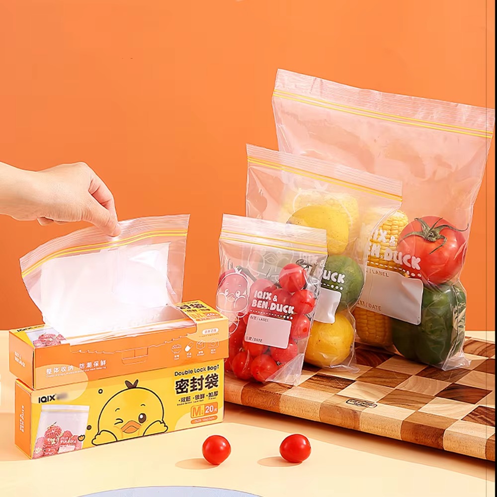 Double Zip Lock Bag | Double Seal, for Storing Fresh Food, Leak-Proof, Freezer Use