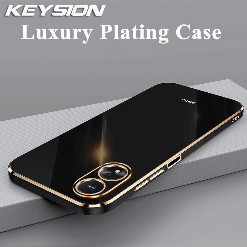 NEW KEYSION Luxury 6D Plating Case for OPPO A38 A58 A18 A98 A78 5G A17 K TPU Silicone Square Shockproof Phone Cover for OPPO Reno 8T