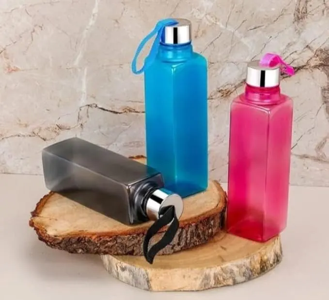 1000 ML Square Shape Water Bottle With Premium Steel Cap