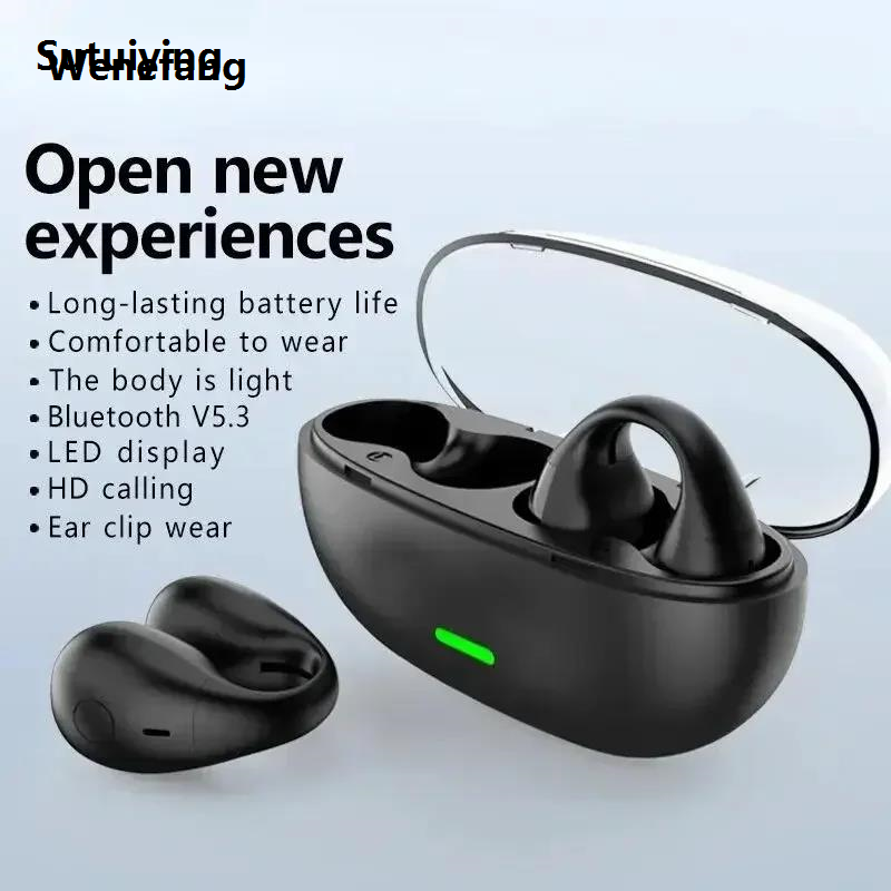 Wenefang Sutuiying Earclip Wireless Bluetooth Headset OWS Touch Light Mini High Quality 2025 New New style Earplugs Anti Sweat HD Sound Stereo Universal Headset