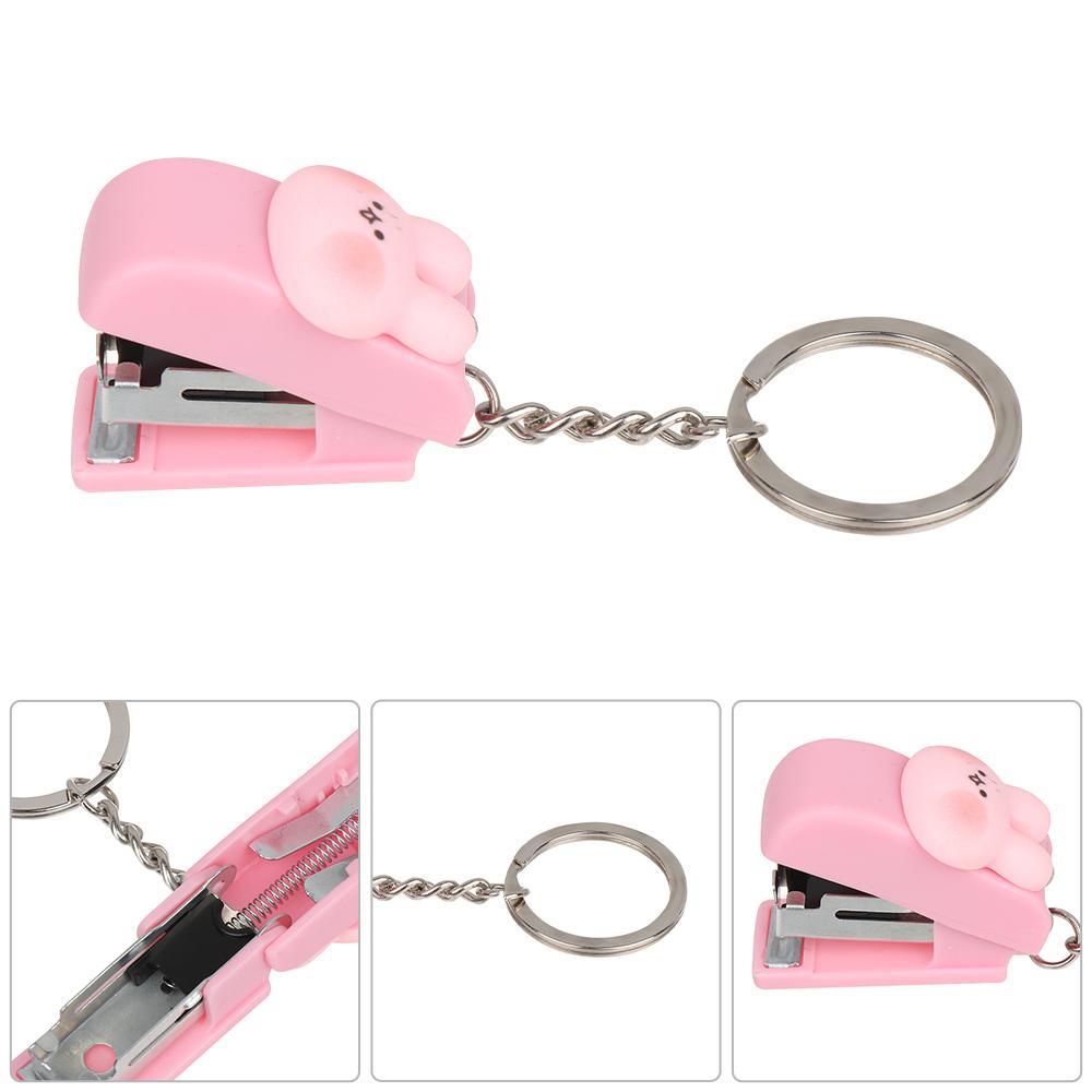 Portable Binder Tools Cartoon Cute Document Binding Hoops Mini Stapler Push Clip Stapler Paper Clips