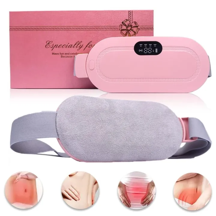 Period Cramp Relief Heating Pad Pain Device With 4 Massage Modes For Menstrual Pain And Belly Or Back Pain Relief, LED Display, Comfortable Belt, Multicolor