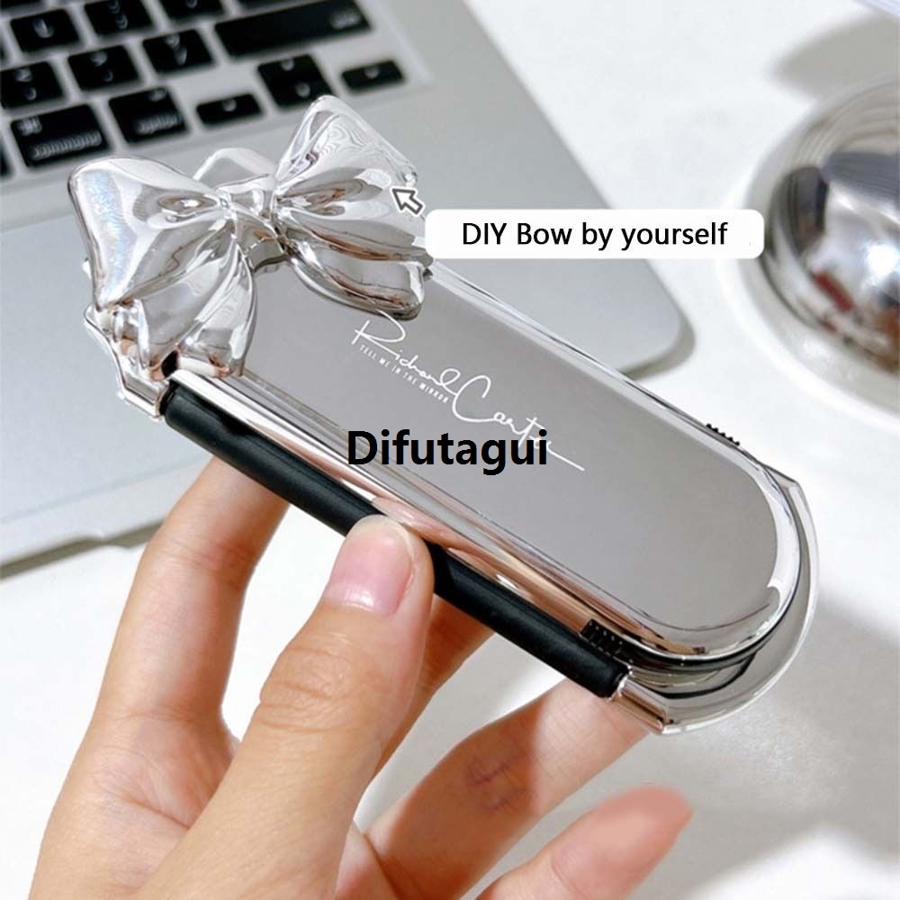 Difutagui Comb Hair Foldable Square Set Comb Fashion Mini 2 Inch Mirror Cartoon Hair Comb Cute Cushion Styling Accessories