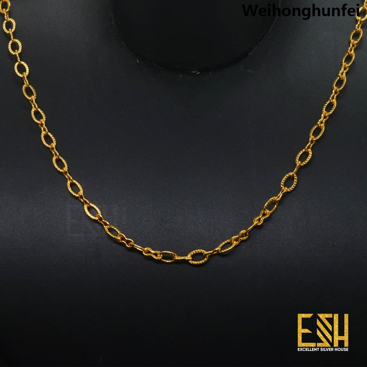 WeihonghunfeiFifty percent discount Gold plated Rich Look New Half Machine Cut 05MM Link Chain 18/24 Inch