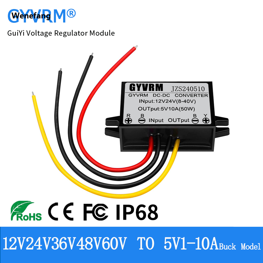Wenefang DC-DC Step-down Model 12V24V to 5V 1A 2A 3A 5A 6A 8A 10A Voltage 【2025 Version】 Regulator Buck 12V 24V 36V 48V 60V to 5V DC to DC Converter