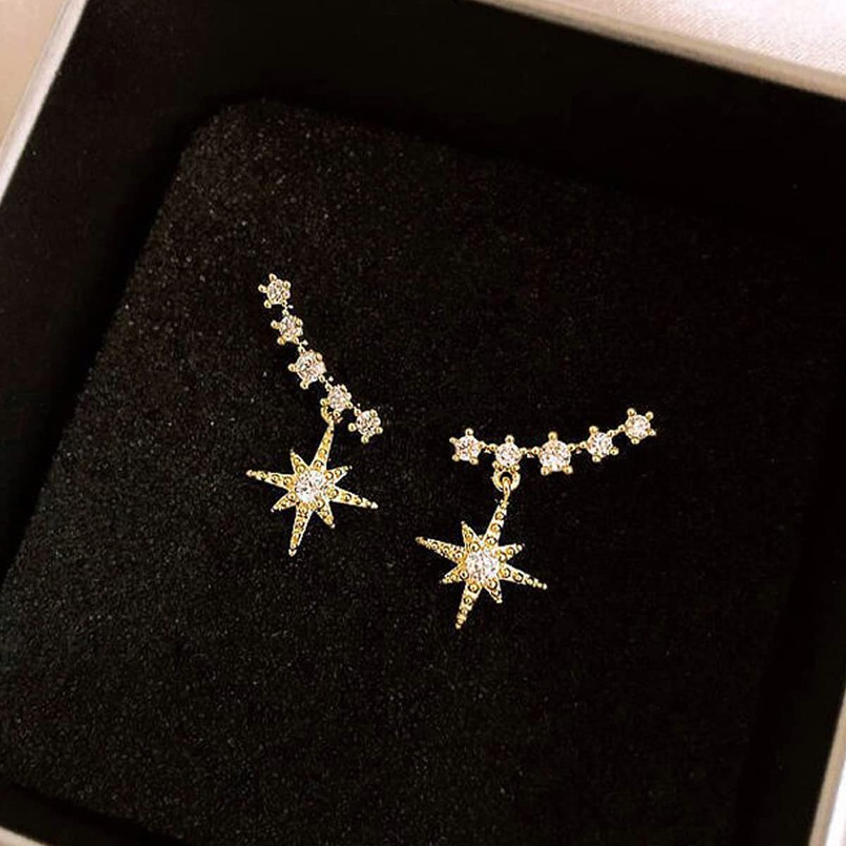 Earrings for girls Gold Plated Trending Korean Light Weight Stylish fancy Latest Shuriken and Stars Ear Cuffs Style Drop Earrings