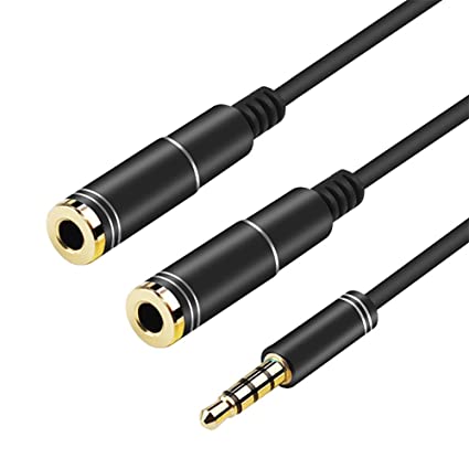 3.5mm Headphone Stereo Audio Mic Y Splitter,3.5 mm Audio + Microphone to 4 Pole Jack Aux Adapter for 4 pin 3.5mm Plug Earphone
