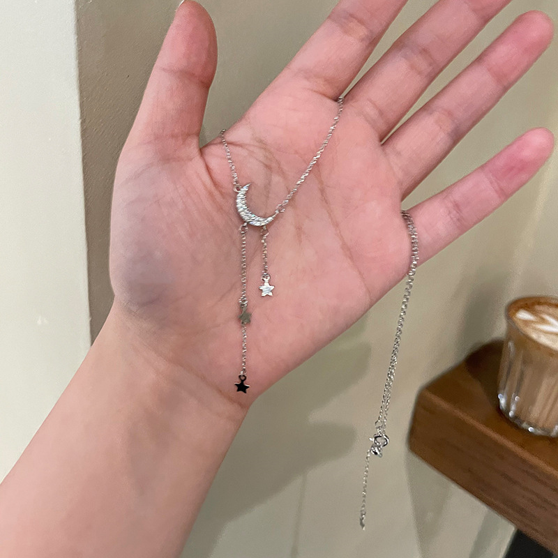 【New Arrivals】Dream-chasing Xinghe Necklace Women's Ins Niche Light Luxury Blue Star Moon Clavicle Chain High-end New Style Jewelry