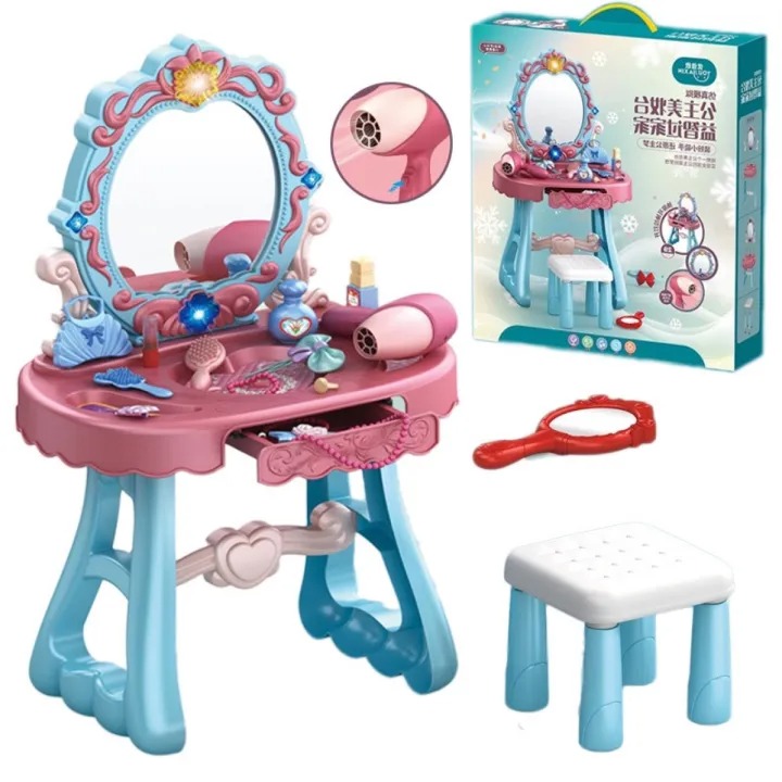 Beauty Girls Dresser Toy 29 Pcs Kids Vanity Table Toys Pretend Makeup Toys Table Beauty Salon Play Set For Girls