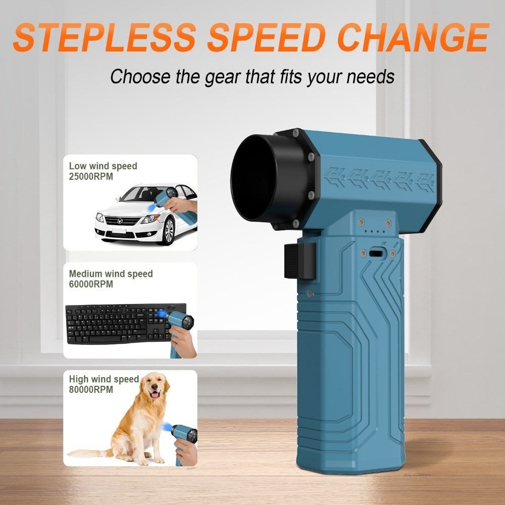 New Max.600g Thrust Electric Air Blower Adjustable Wind Speed Brushless Motor Car Dust Dryer Violent Car Blower