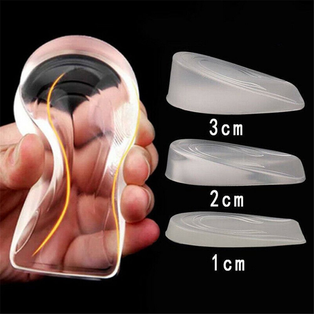 1 Pair Men Women Invisible Soft Lift Up Height Increase Shoe Insoles Silicone Gel Taller Heel Insert Pad