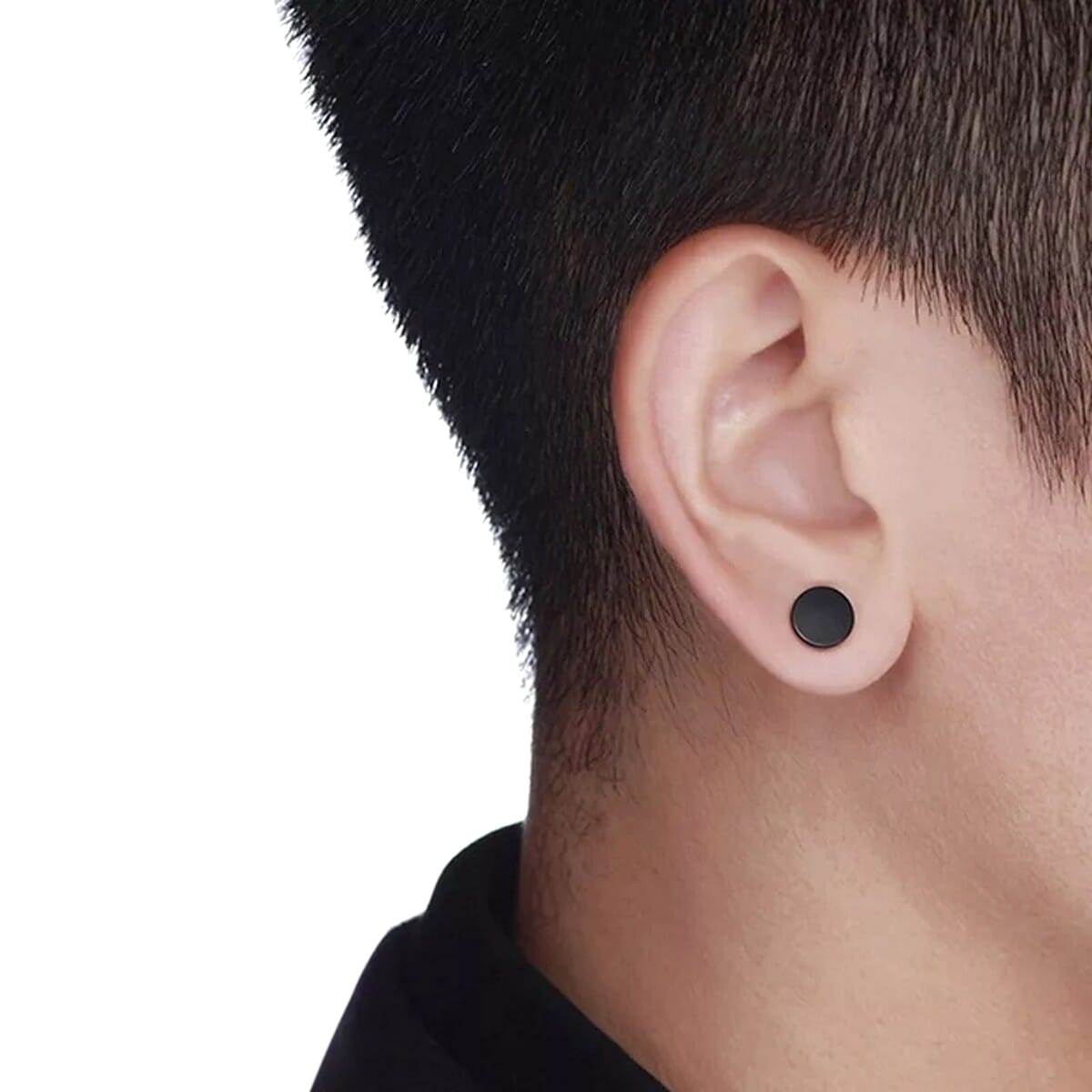 1 Pair Unisex Round Stud Non Piercing Black Magnetic Earrings