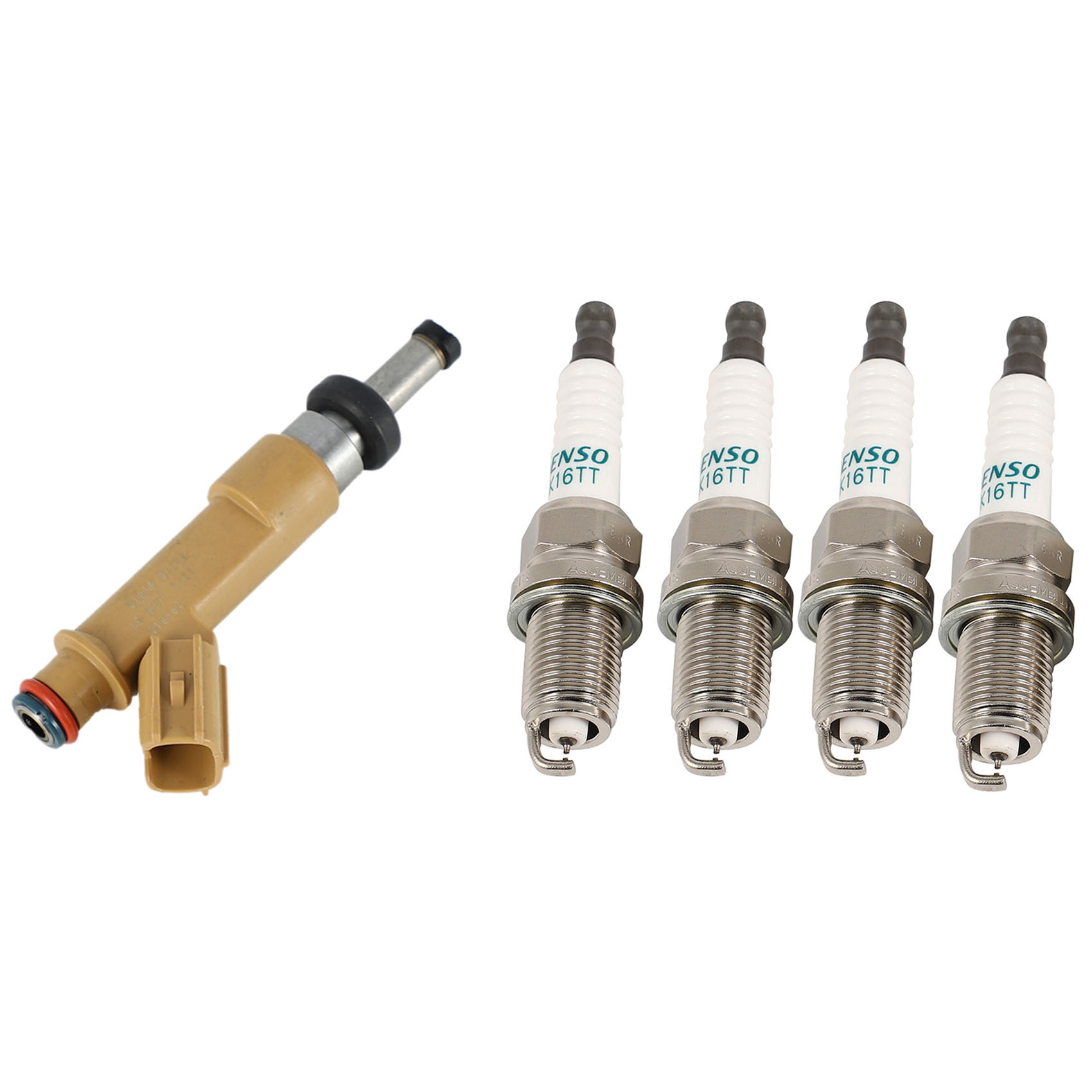 FORIDE 2 Set Car Accessories: 1 Pcs Fuel Injector 23250-0T020 & 1 Set Car Spark Plug