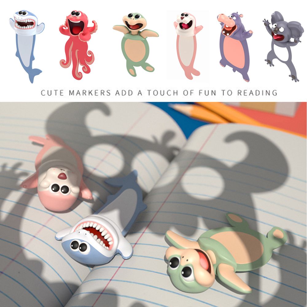 Cat Panda Funny PVC Seal Octopus Ocean Series Cartoon Animal Style School Supplies 3D Bookmarks Book Markers