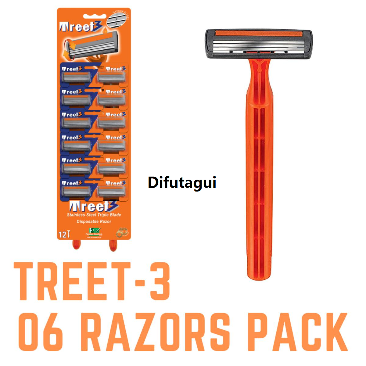 Difutagui New style Triple Blade Disposable Razor (06 Pcs) | Unwanted Hair Removal | Salon Hygienic Shaving Razor | Under Luxury Arm Razor | Shaving Ustraa | Clean Shave For Men | Disposable Razor Blades | Barber Razer | Hair Trimmer