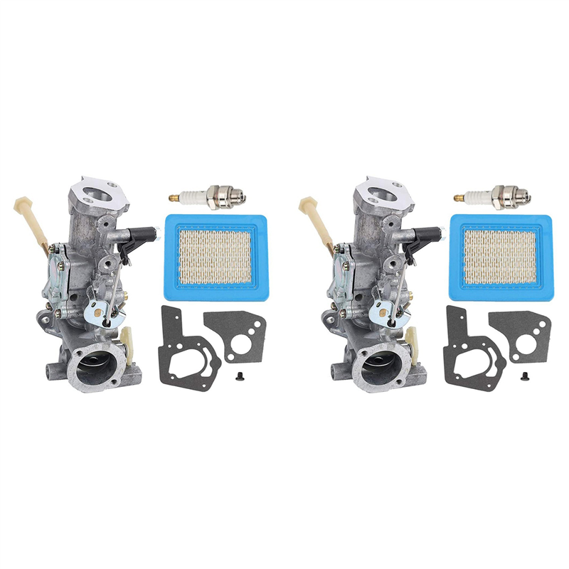 JINMY 2X 498298 Carburetor 491588S 491588 Air Filter for -Stratton 692784 495951 490533 with Spark Plug Gasket