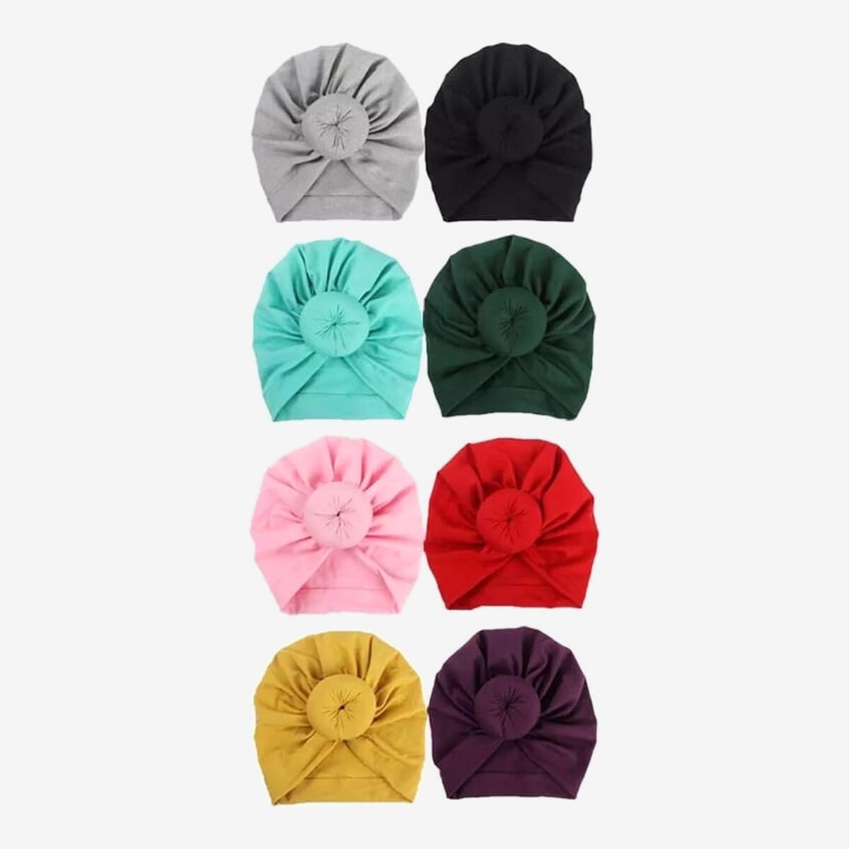 Baby Cute Turban Cap Beanie Hat Bun Knot 2 Pcs Set