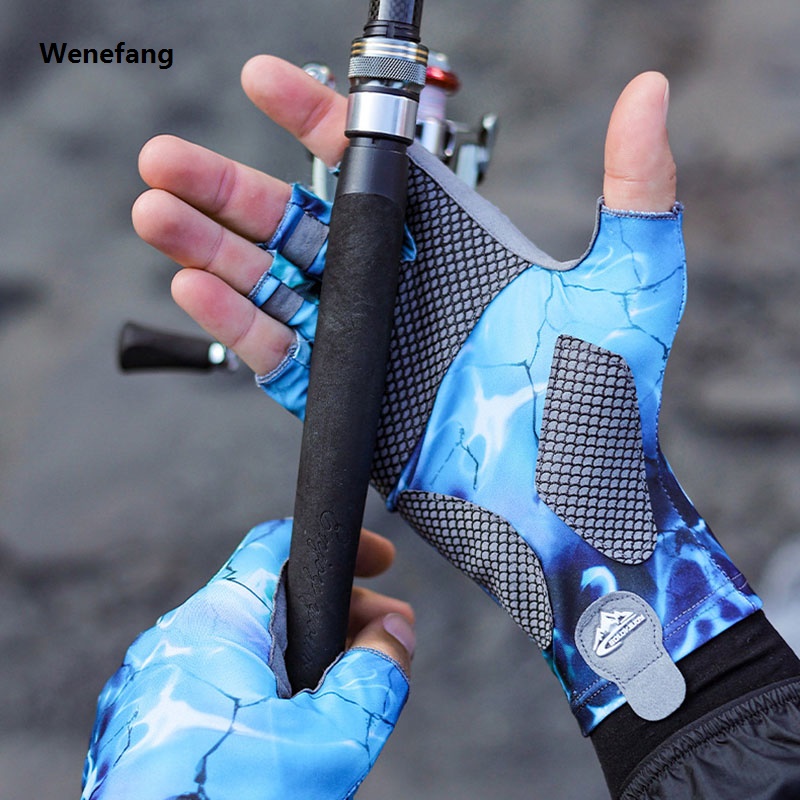 Wenefang Fishing Gloves Half Finger Anti-slip Quick-drying Sun Protection Breathable Profession Summer Outdoor Fishing