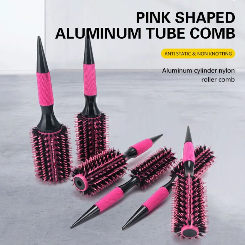 DIY Boar Bristle Round Hair Comb Barbershop Comb Hairdressing Curling Hair Brushes Combs Anti-slip Durable Salon Styling Tools Barber