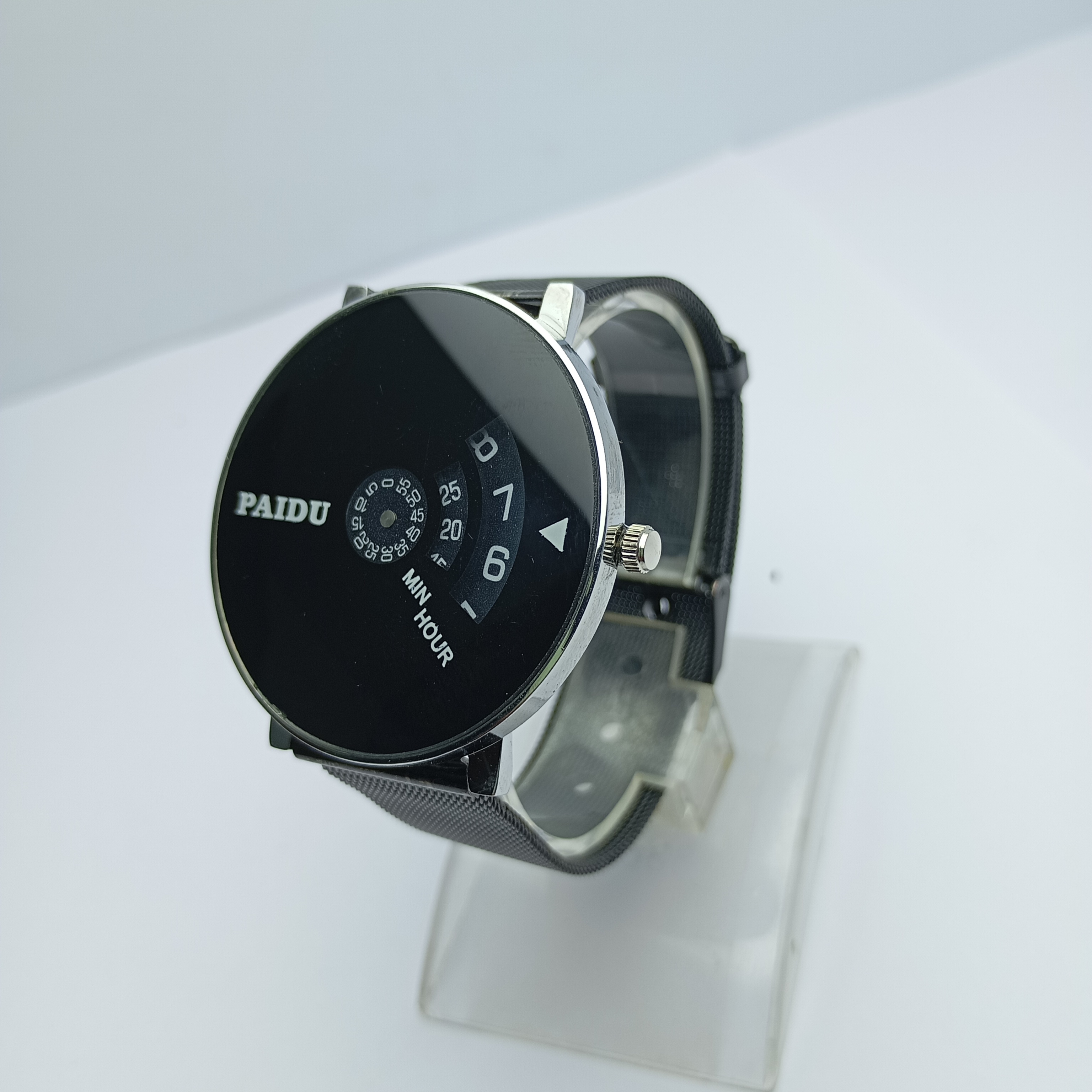 Stainless Steel Chain PAIDU Round Shape Black Dial With Black Turntable Watch For Women | Fashionable Round Dial Watch For Women || Sold By Best Supplier