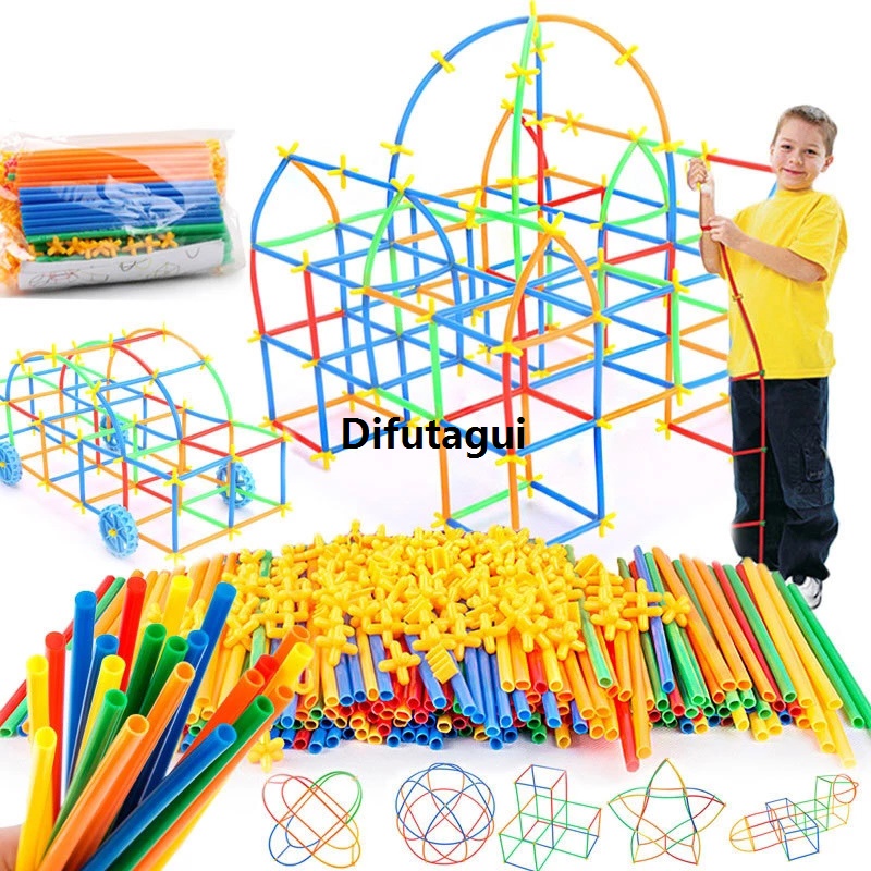 Difutagui Special Offer 4D Building Straws And Connectors For Kids Bloques De Construcción Sales promotion Educational Interlocking Plastic Toys Bouwstenen Kinderen