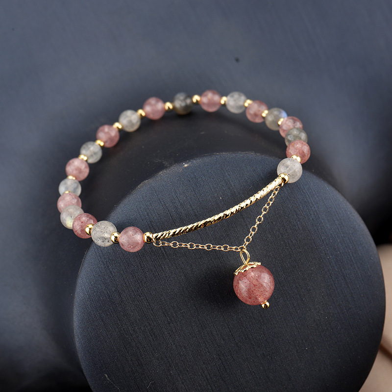 【Mega Sale】Natural Tourmaline Female Korean Style Cute Mori Style INS Crystal Bracelet Design Bracelet