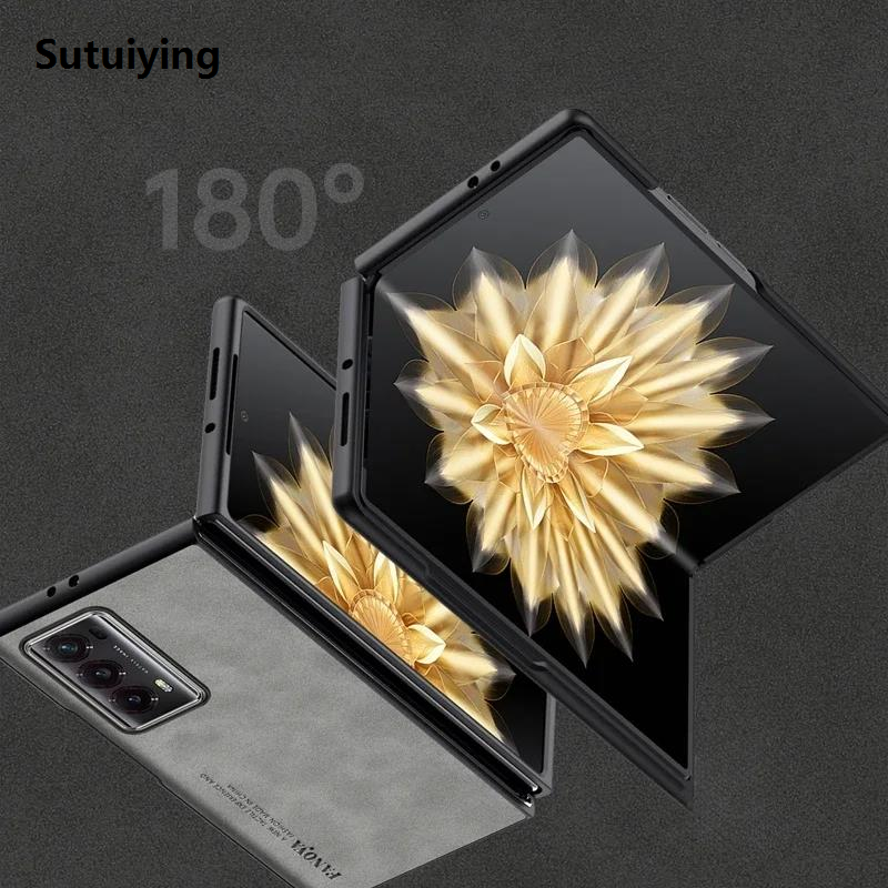 Sutuiying Luxury Leather Matte Flip Folding Phone Case for Honor Magic V V2 Portable Case for Honor MagicV2 Thin Lightweight Shockproof Back Cover