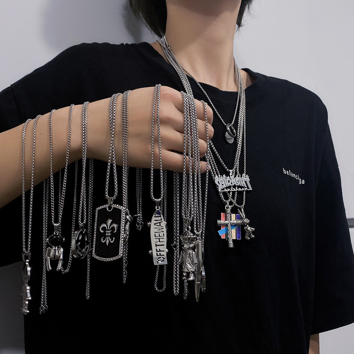 【New arrival】Fashionable All-match Titanium Steel Men's Necklace Men's All-match High-end Couple Fashion Brand Hip-hop Cold Style Accessories