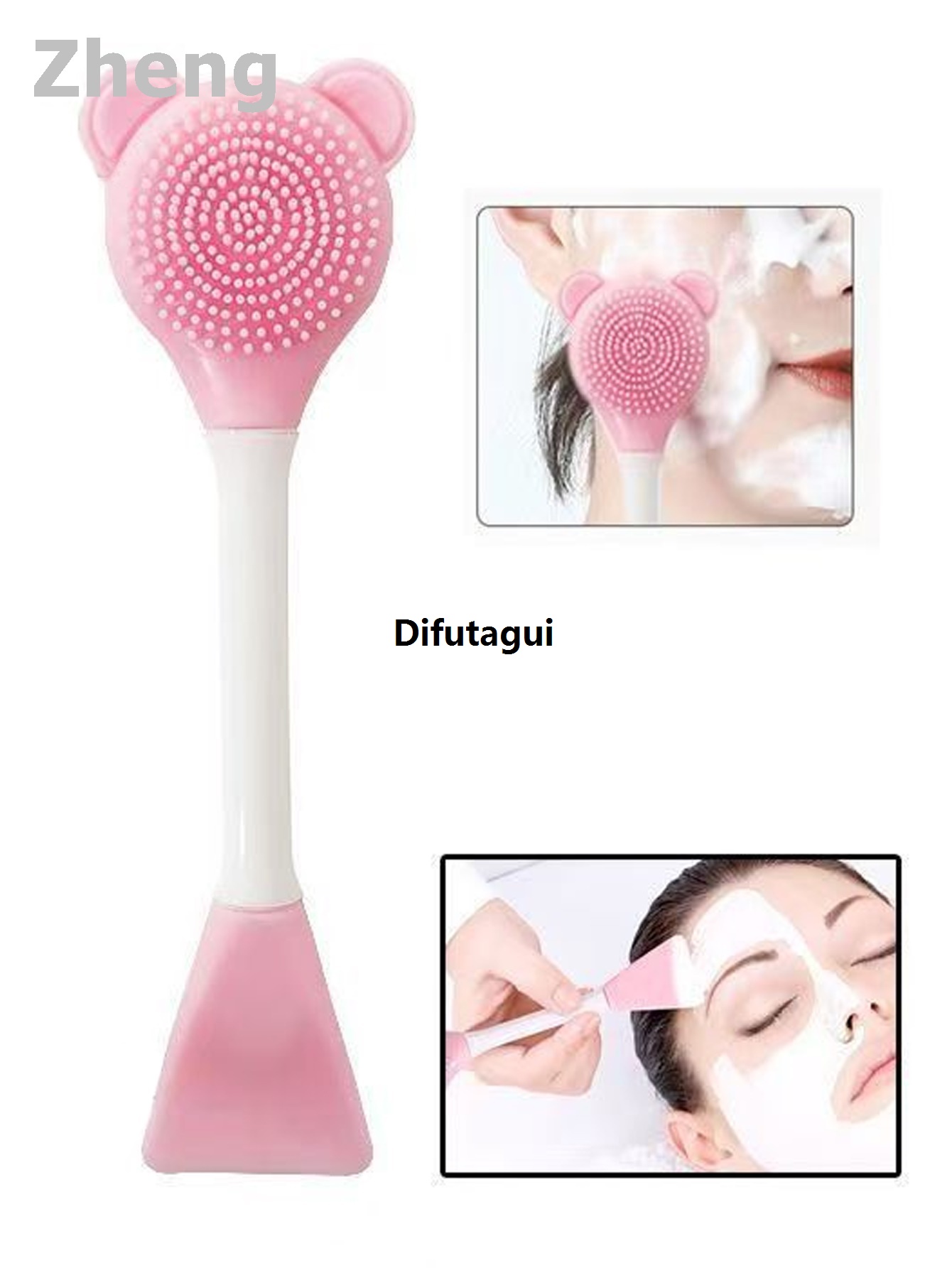 Difutagui New 1pcsCub silicone double head facial mask brush adjusting Hot Selling mask beauty mud film face wash makeup brush