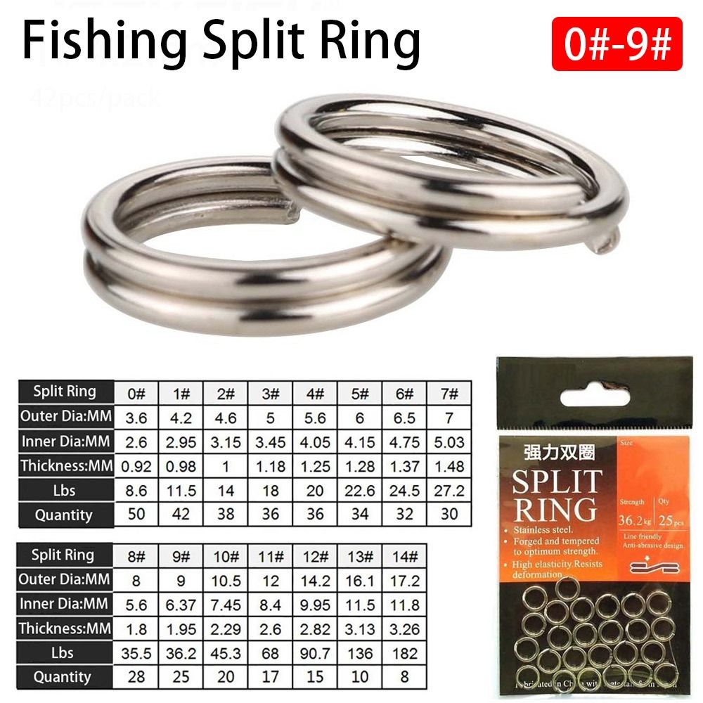 25-50pcs Durable 304 Stainless Steel Fishing Split Ring 3mm-9mm Heavy Duty Jigging Ring Fishing Tackle Snap Split Ring Lure Connector