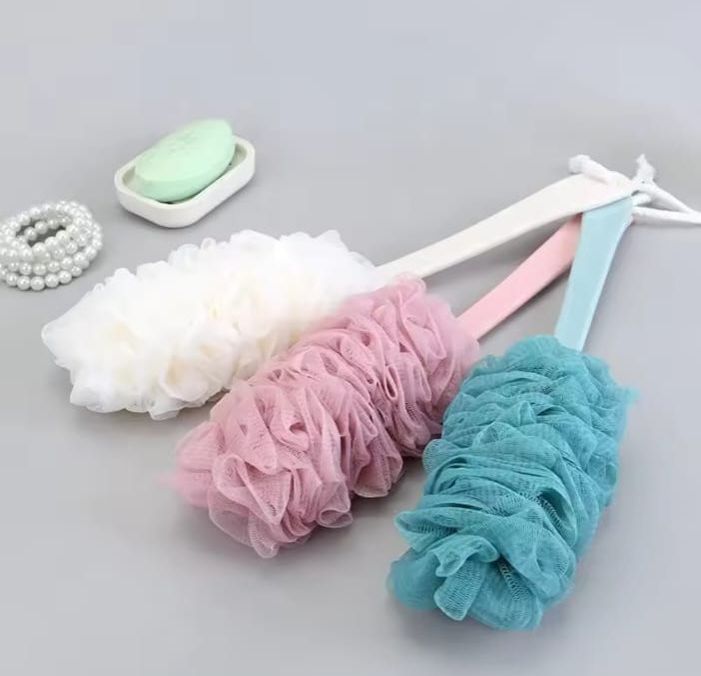 1Pcs Toilet Brush Scrubbers Long Arc Handle Anti-slip Relieving Fatigue Bath Shower Body Back Brushes Puff Ball Washcloth Bathroom Adults