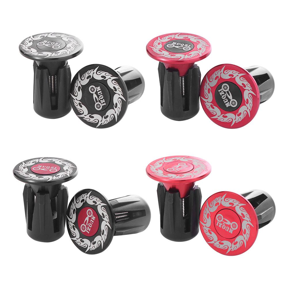 Pair Hollow Crankset Cover Flame Pattern Bike Handlebar Plugs Universal Lightweight Handlebar End Caps Red/Black Aluminum Alloy Handlebar Grip End Plugs Mountain Bike