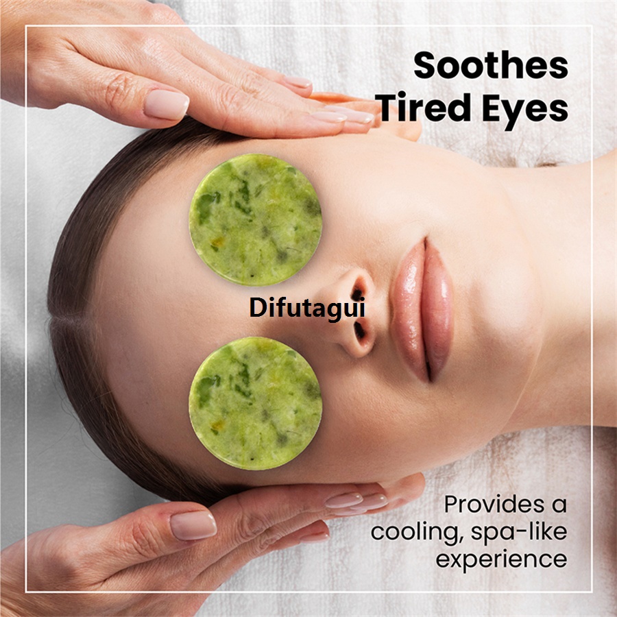 Difutagui 2pcs Natural Jade Eye Patches Face Beauty Skincare Massager Cooling/hot 【2025 Version】 Therapy Eye Massage Stone Anti Wrinkle Puffiness Tool