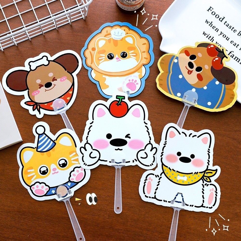 5pcs New Cartoon Hand Cranked Fan Small Size Handheld Mini Fan Cute Plastic Folding Fan for Children