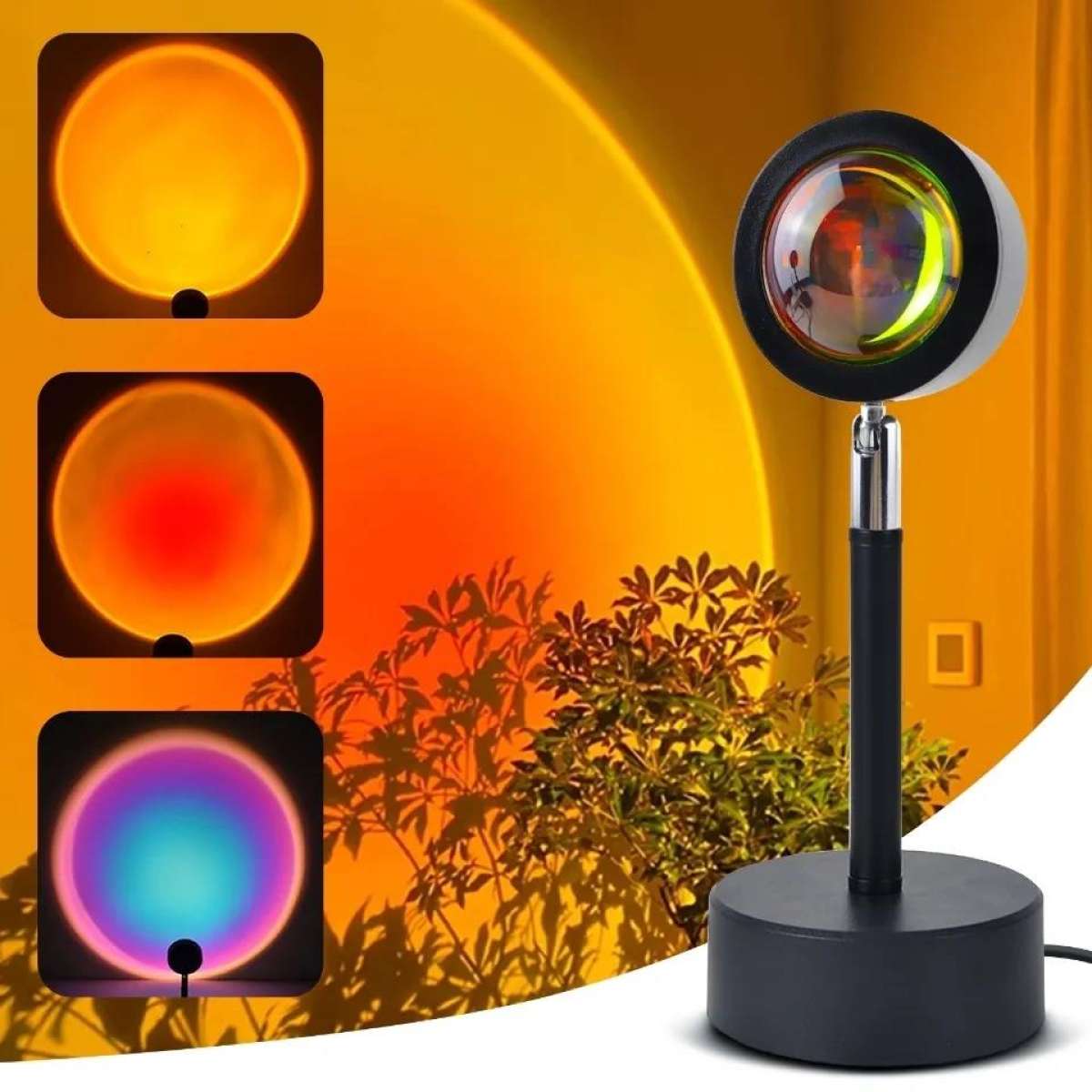 Sunset Projection Night Lights Rotatable Live Broadcast Background Like Galaxy Projector Atmosphere Rainbow Lamp Decoration for Bedroom Usb Charging
