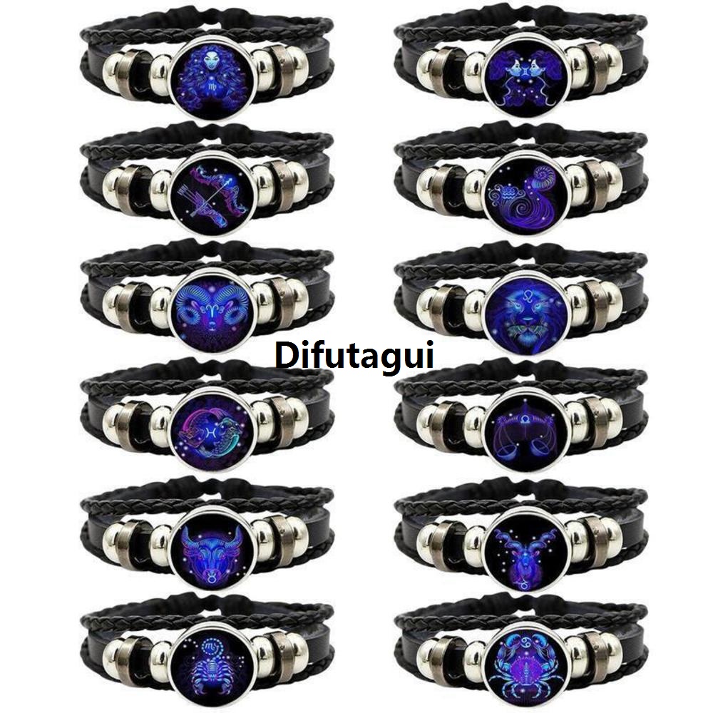 Difutagui New Casual horoscope gift fit, bracelet glow eco-friendly horoscope can weave universal men's and women's Original leather horoscope bracelet comfort adjustment bracelet astrology accessories jewelry lovers