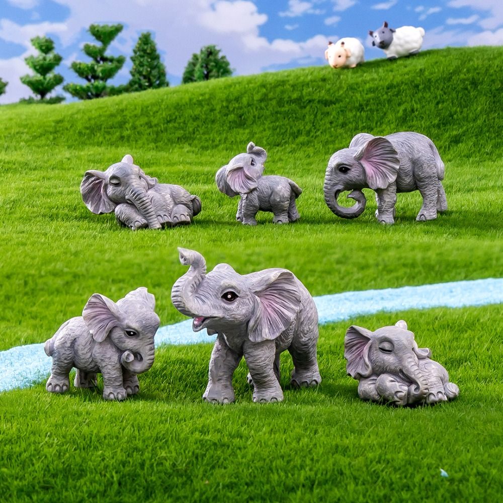 Gift Multicolor Mini Elephant Figurines Cartoon Resin Miniature Elephant Micro Landscape Handmade Desktop Knickknacks